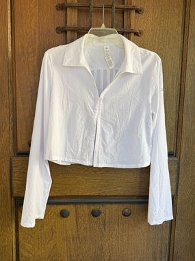 ALO Yoga White Cropped Button-Front Collared Shirts Size XS, M, L